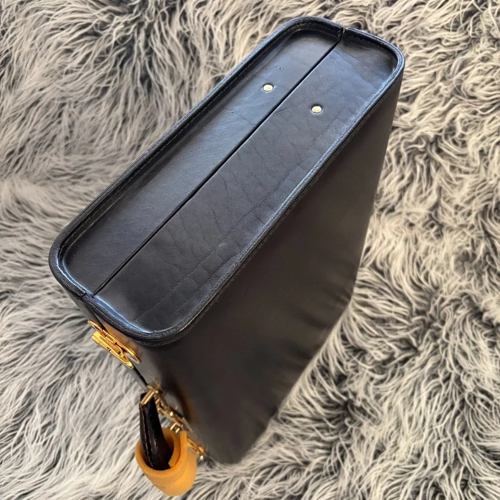 VTG Schlesinger Brothers Black Saddle Leather‎ Briefcase Attaché RARE Sz 18 NWT